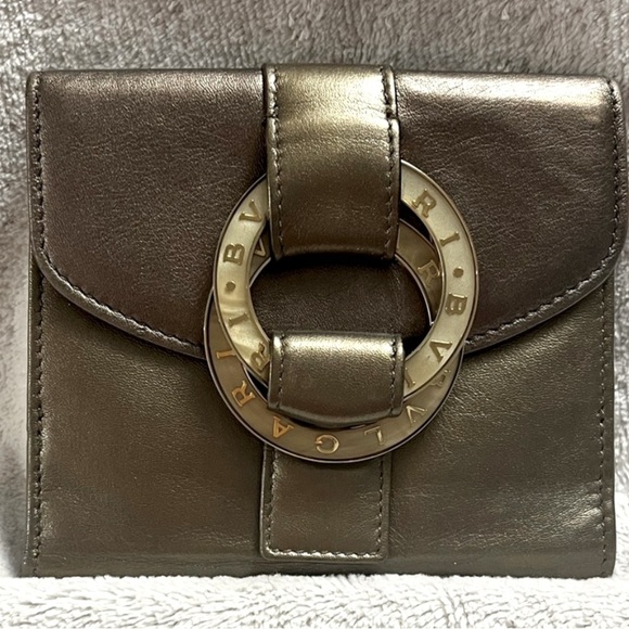 BVLGARI Metallic Brown Chandra with Leather Double Ring Flap monogram - Picture 2 of 13